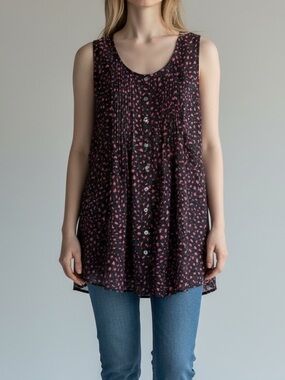 Forever 21 Sleeveless Button-Front Tunic with Pink Leopard Print Y2K